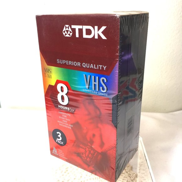 TDK 3 pack 8 Hour T-160 blank VHS NWT